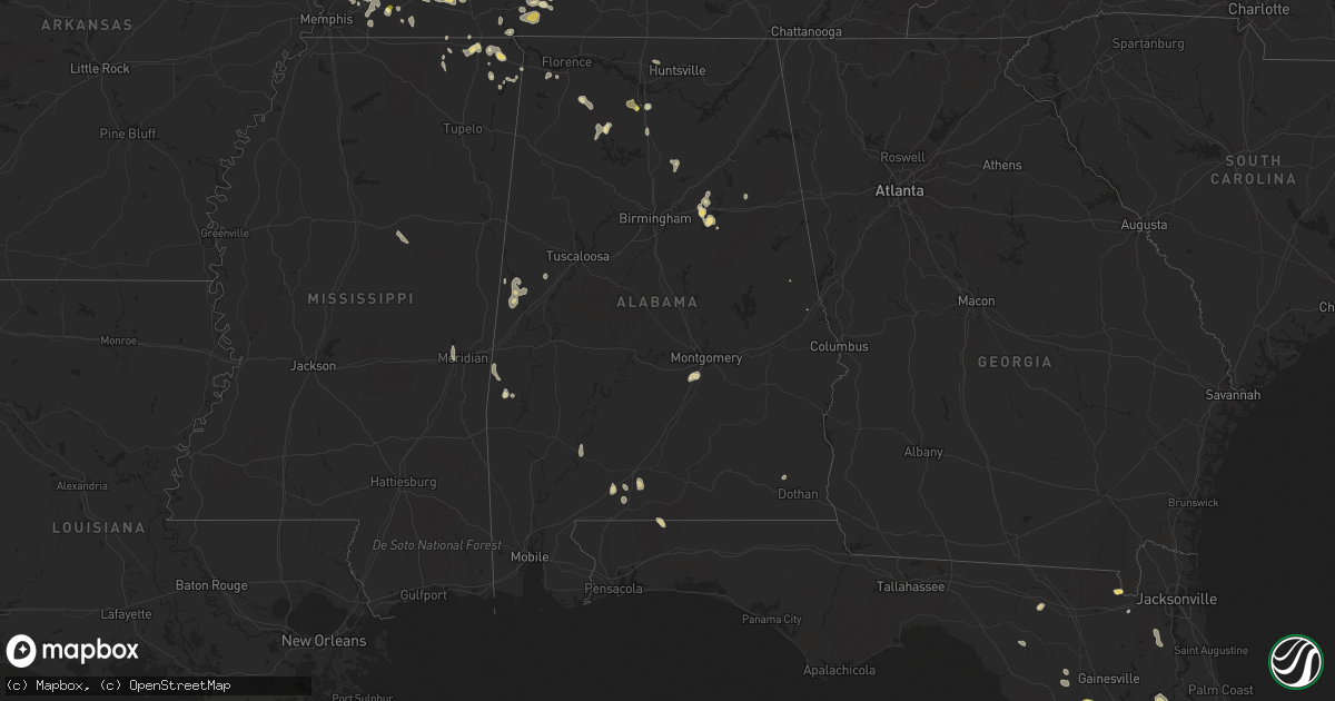 Hail map in Alabama on May 10, 2023