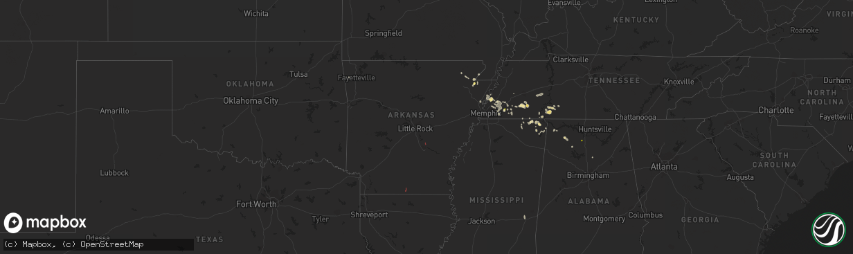 Hail map in Arkansas on May 10, 2023