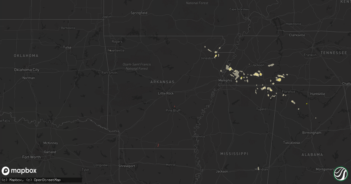 Hail map in Arkansas on May 10, 2023