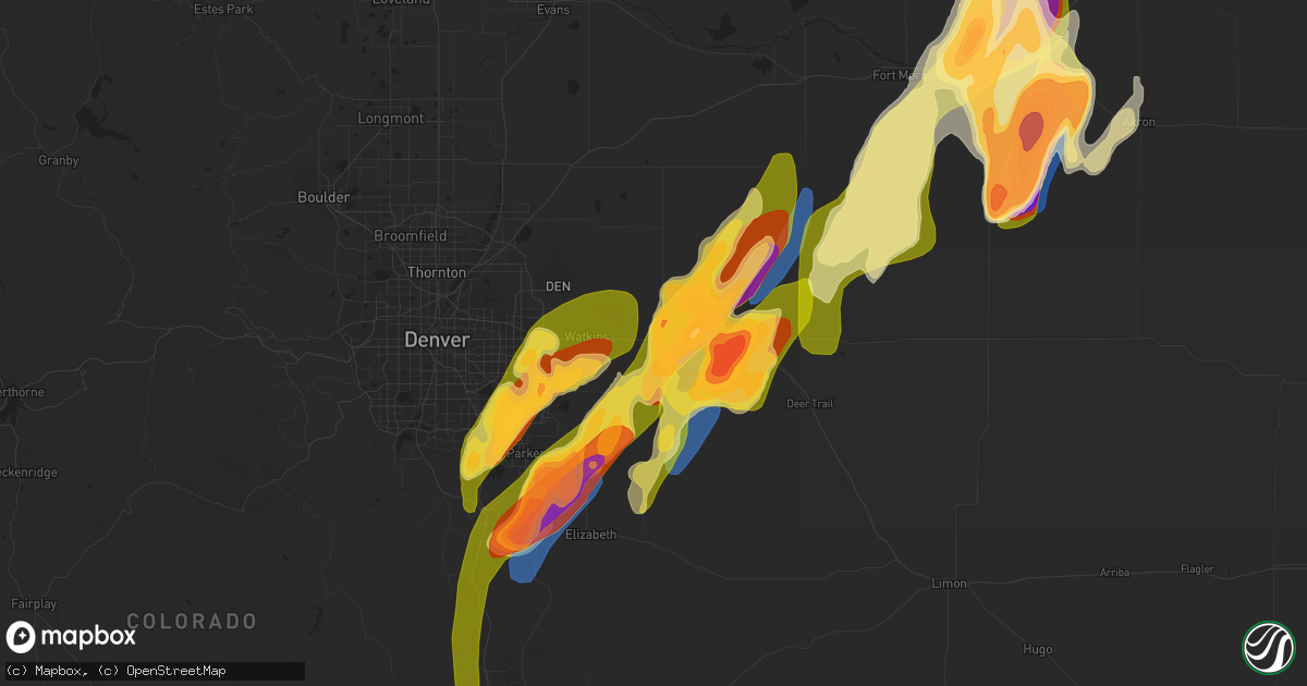 Hail map in Bennett, CO on May 10, 2023
