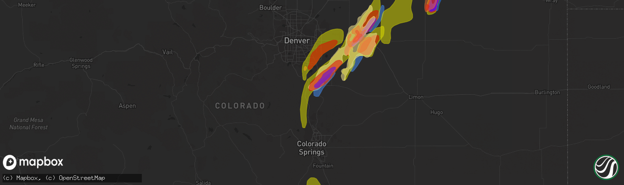 Hail map in Castle Rock, CO on May 10, 2023