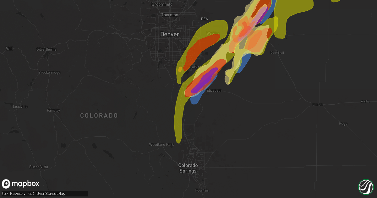 Hail map in Castle Rock, CO on May 10, 2023