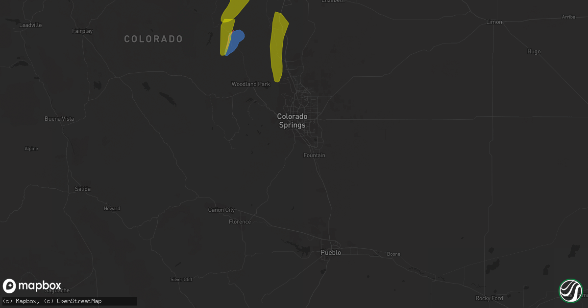 Hail map in Colorado Springs, CO on May 10, 2023