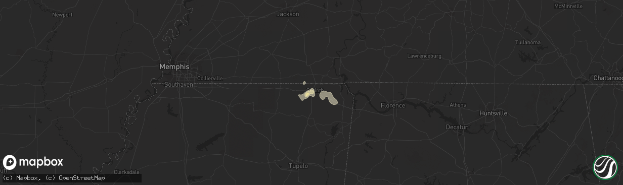 Hail map in Corinth, MS on May 10, 2023
