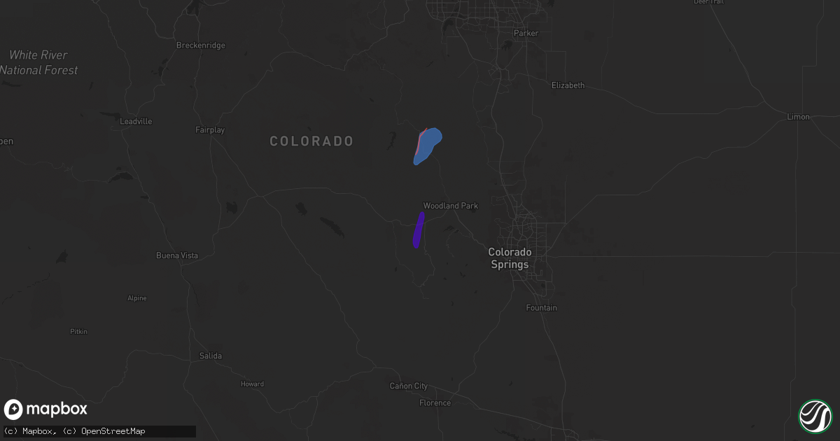 Hail map in Divide, CO on May 10, 2023