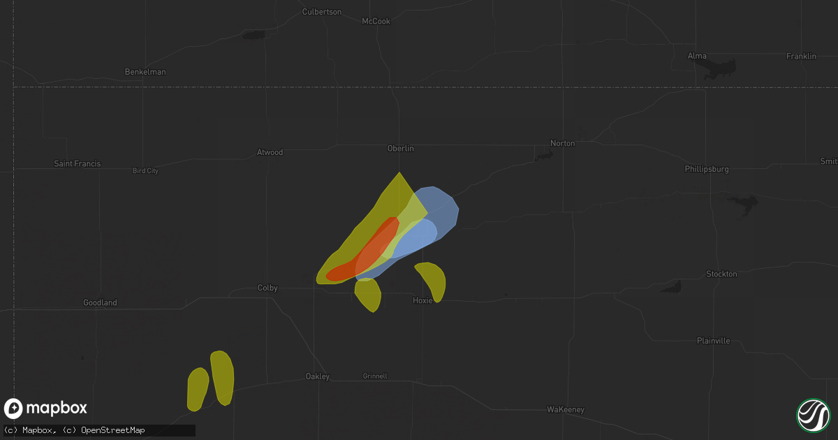 Hail map in Dresden, KS on May 10, 2023