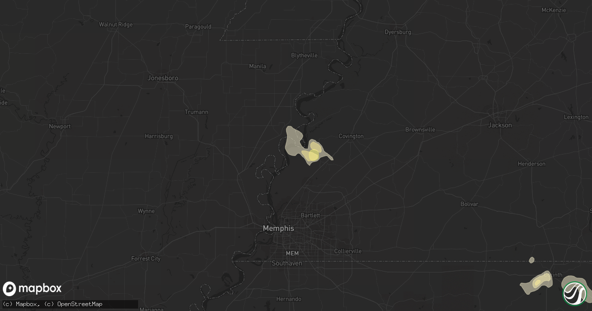 Hail map in Drummonds, TN on May 10, 2023