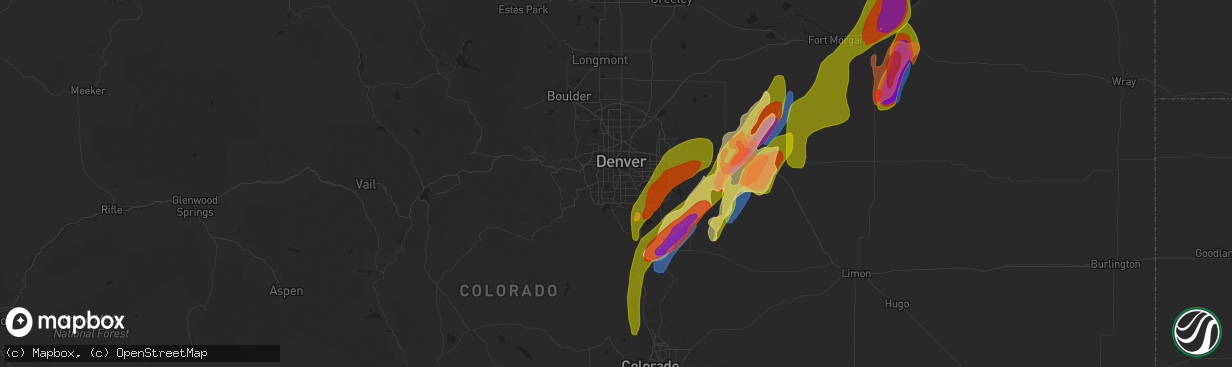 Hail map in Englewood, CO on May 10, 2023