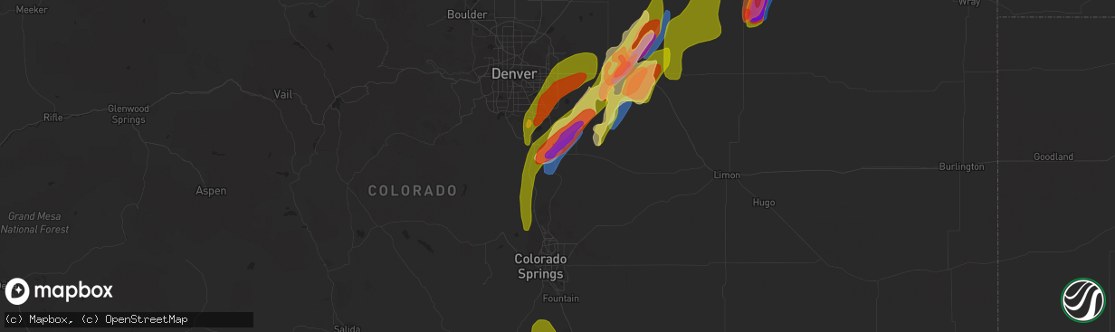 Hail map in Franktown, CO on May 10, 2023