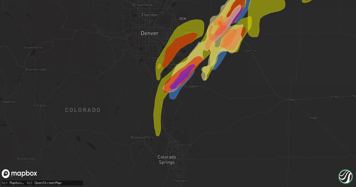 Hail map in Franktown, CO on May 10, 2023