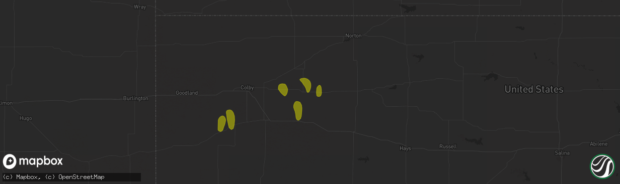 Hail map in Hoxie, KS on May 10, 2023