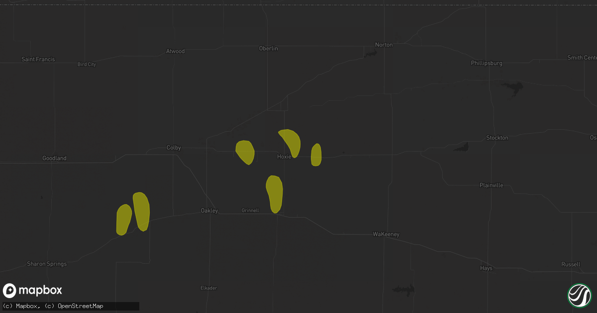Hail map in Hoxie, KS on May 10, 2023
