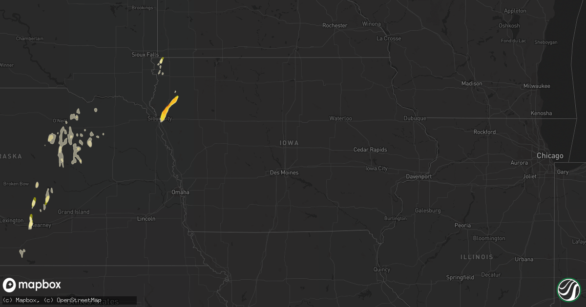 Hail map in Iowa on May 10, 2023