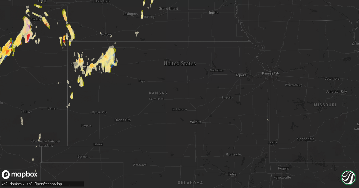 Hail map in Kansas on May 10, 2023