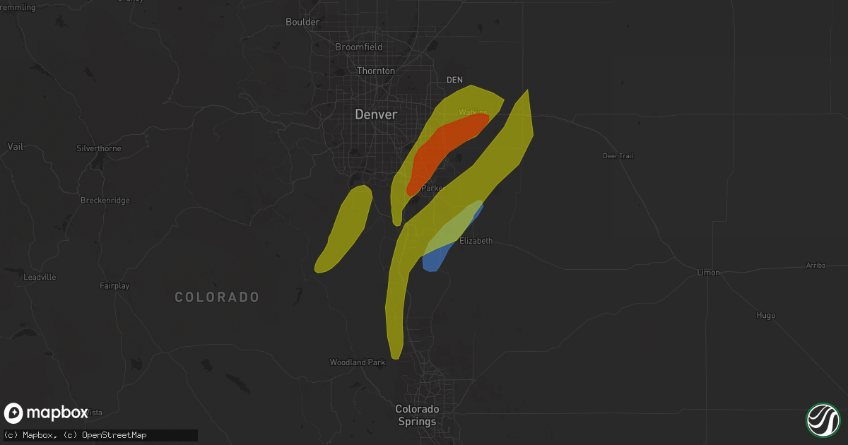 Hail map in Larkspur, CO on May 10, 2023