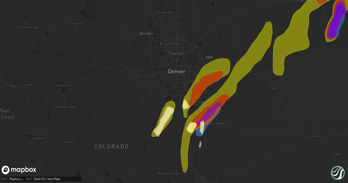 Hail map in Littleton, CO on May 10, 2023