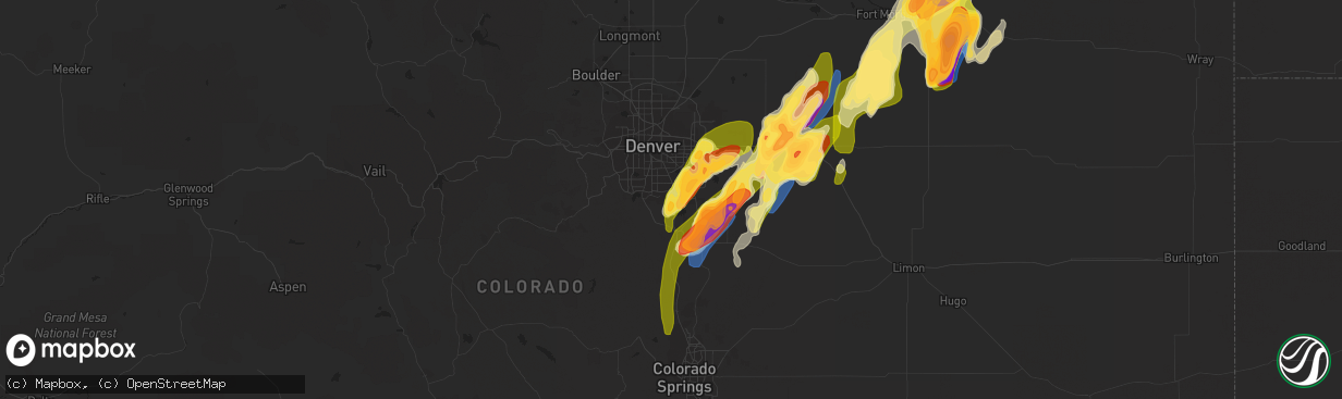 Hail map in Lone Tree, CO on May 10, 2023