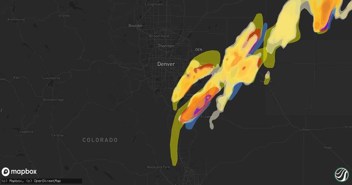 Hail map in Lone Tree, CO on May 10, 2023