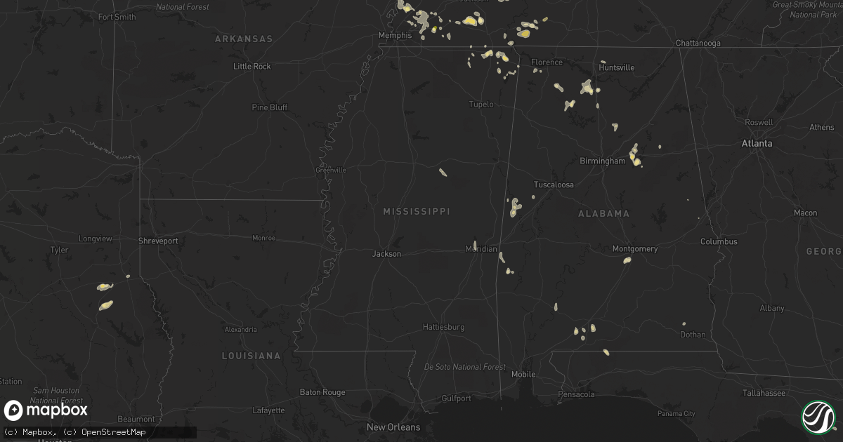 Hail map in Mississippi on May 10, 2023