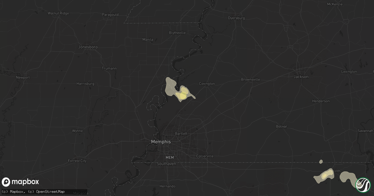 Hail map in Munford, TN on May 10, 2023