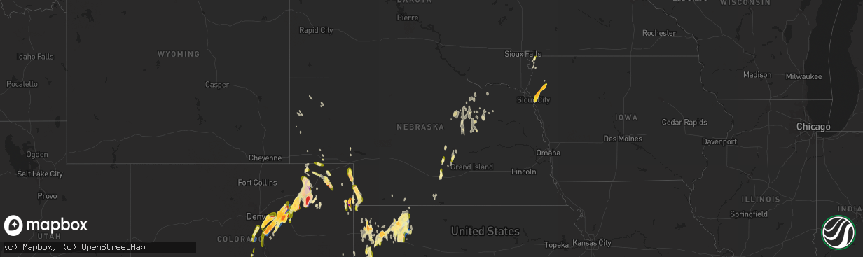 Hail map in Nebraska on May 10, 2023