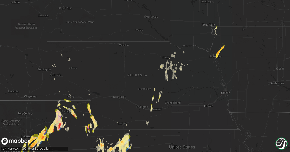 Hail map in Nebraska on May 10, 2023