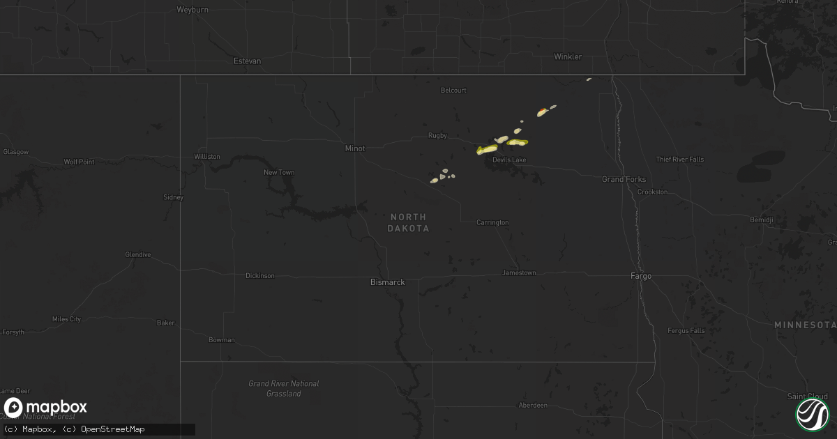 Hail map in North Dakota on May 10, 2023