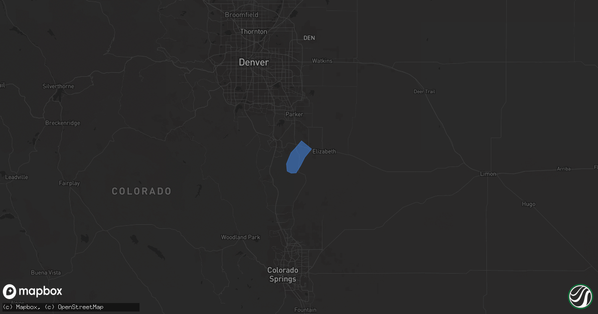 Hail map in Palmer Lake, CO on May 10, 2023