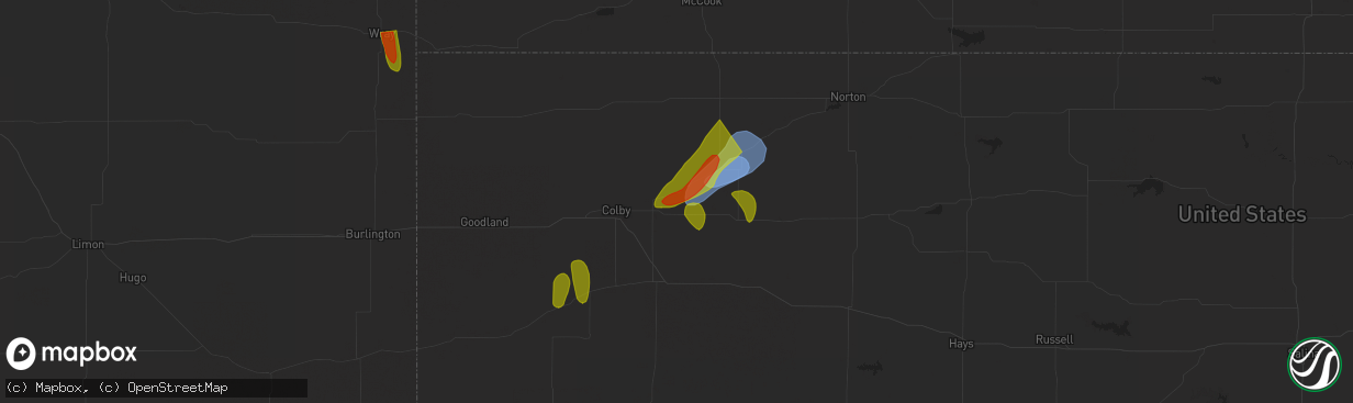 Hail map in Rexford, KS on May 10, 2023