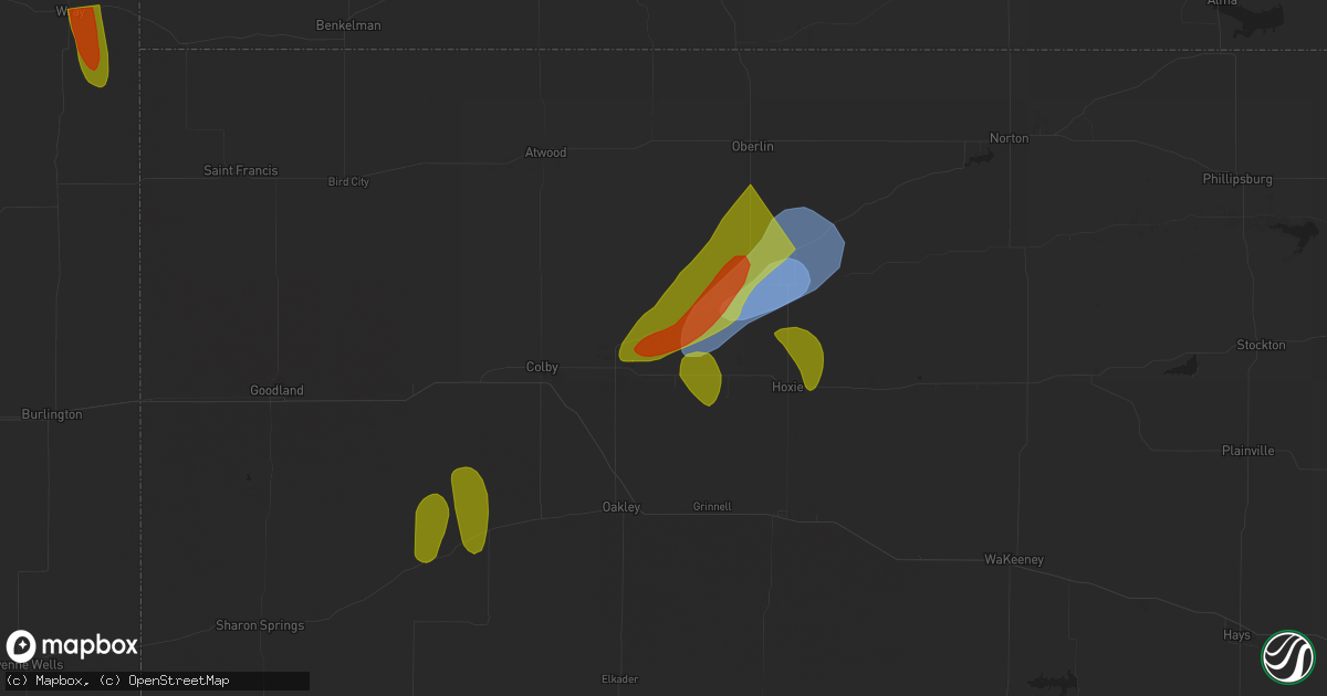 Hail map in Rexford, KS on May 10, 2023