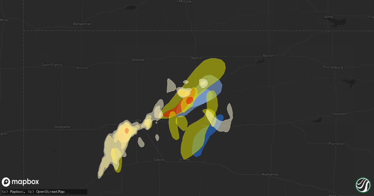 Hail map in Selden, KS on May 10, 2023