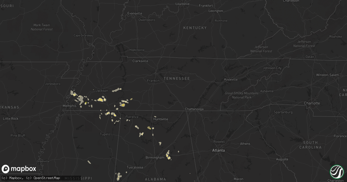 Hail map in Tennessee on May 10, 2023