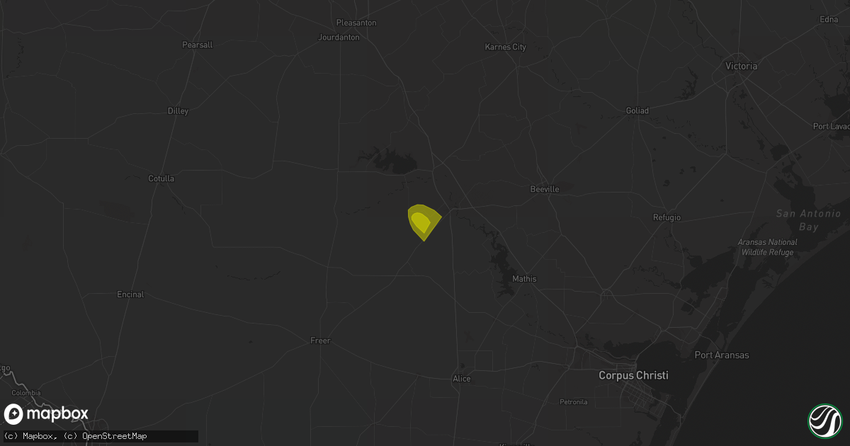 Hail map in Three Rivers, TX on May 10, 2023