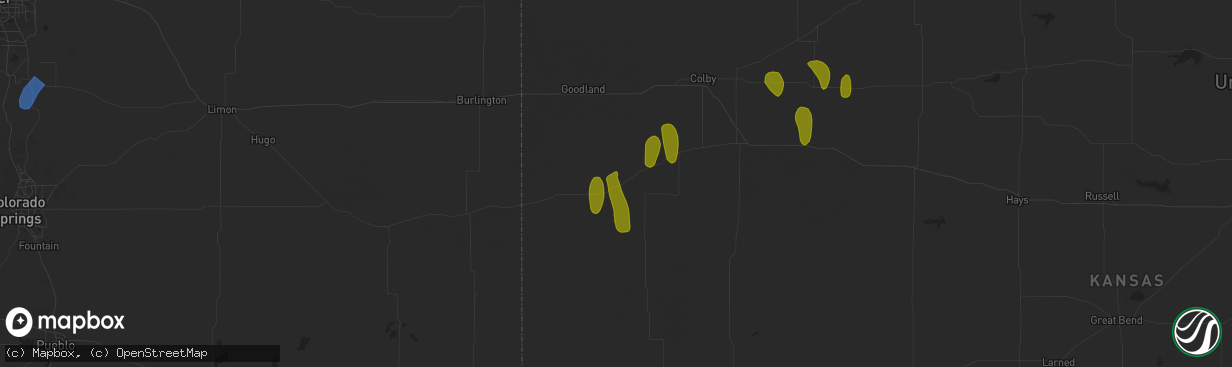 Hail map in Wallace, KS on May 10, 2023