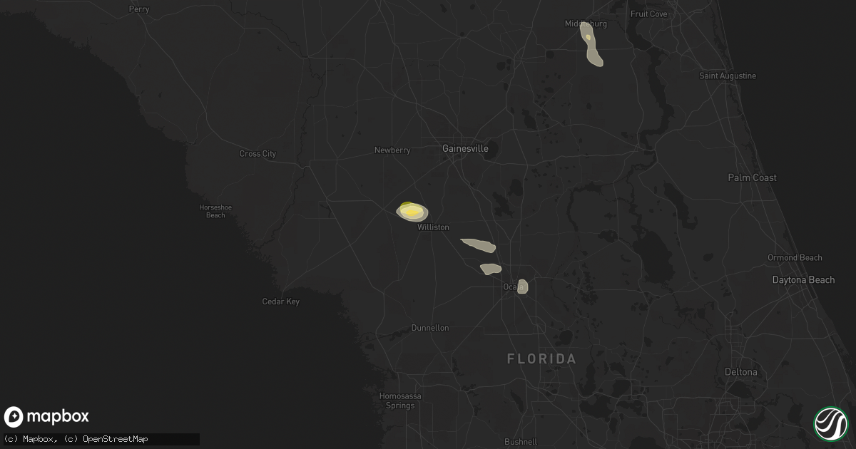 Hail map in Williston, FL on May 10, 2023