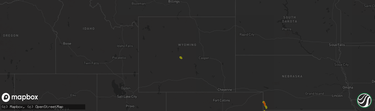 Hail map in Wyoming on May 10, 2023