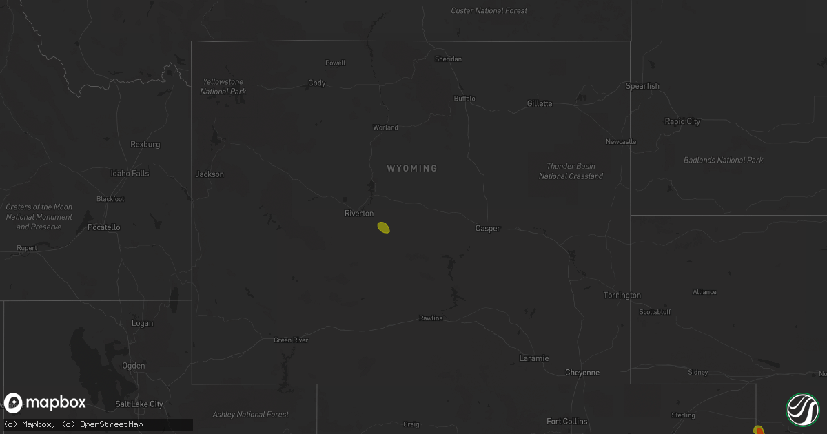 Hail map in Wyoming on May 10, 2023