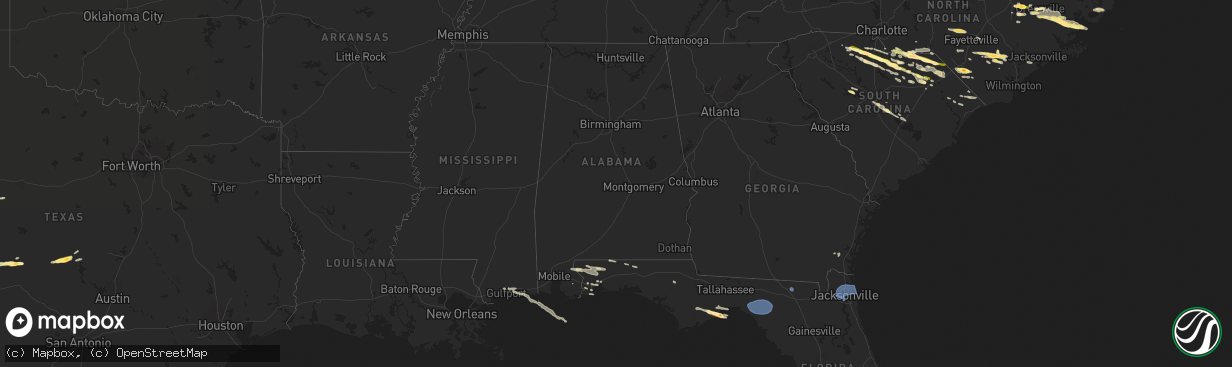 Hail map in Alabama on May 10, 2024