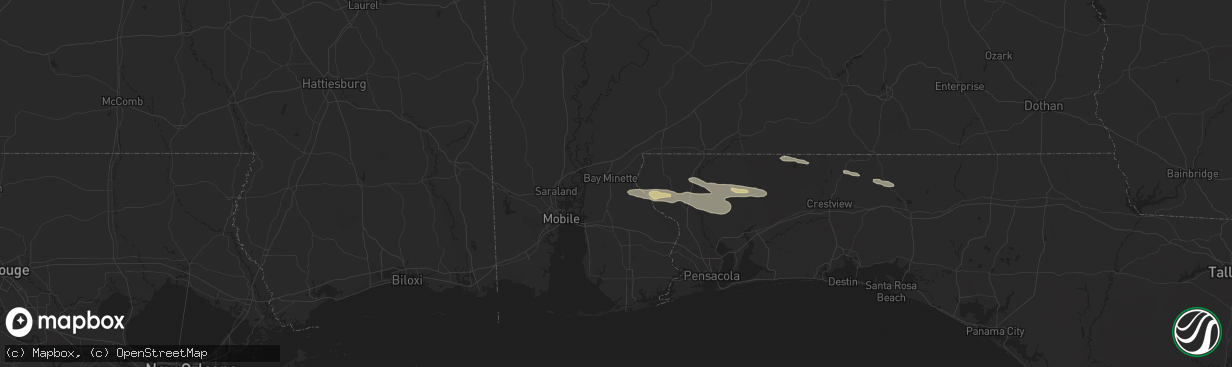 Hail map in Bay Minette, AL on May 10, 2024