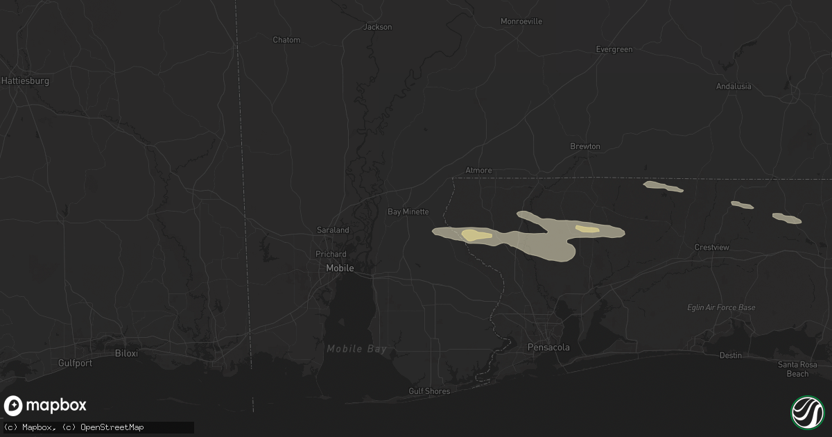 Hail map in Bay Minette, AL on May 10, 2024