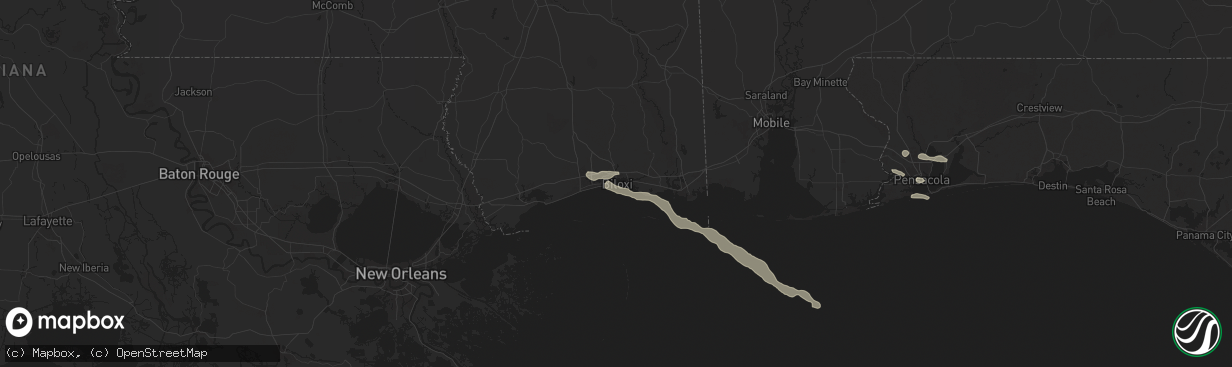 Hail map in Biloxi, MS on May 10, 2024