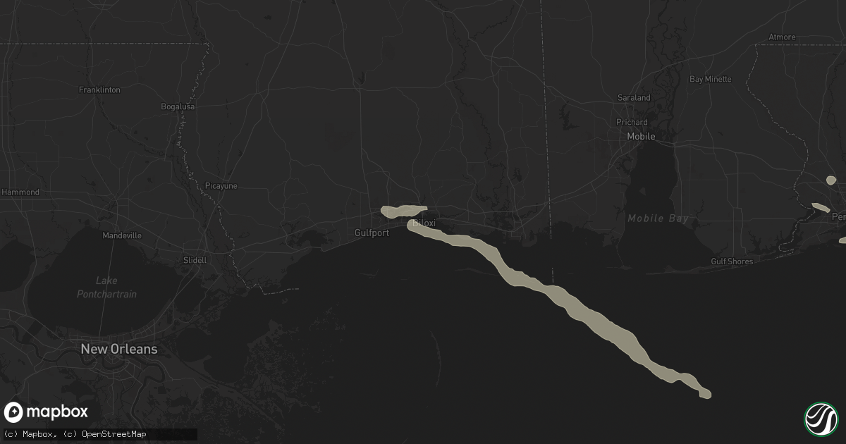 Hail map in Biloxi, MS on May 10, 2024