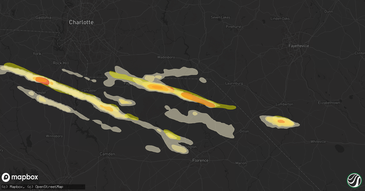 Hail map in Cheraw, SC on May 10, 2024