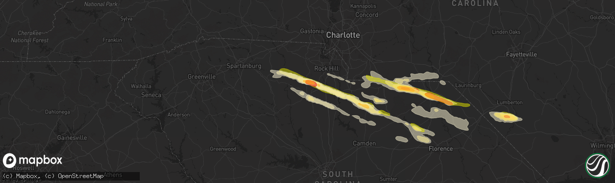 Hail map in Chester, SC on May 10, 2024