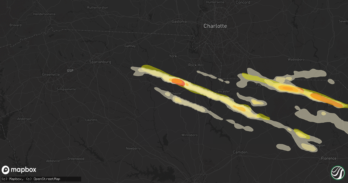 Hail map in Chester, SC on May 10, 2024