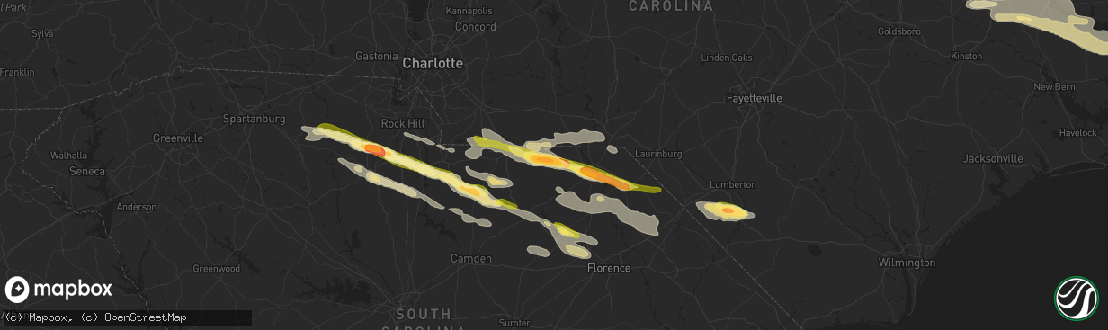 Hail map in Chesterfield, SC on May 10, 2024