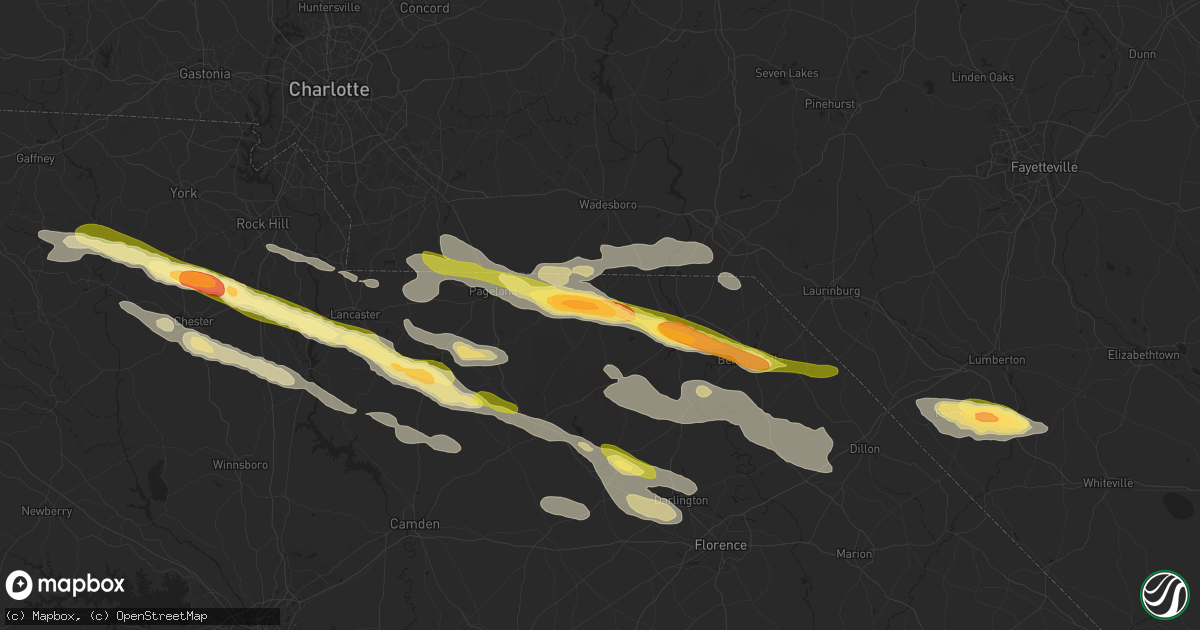 Hail map in Chesterfield, SC on May 10, 2024