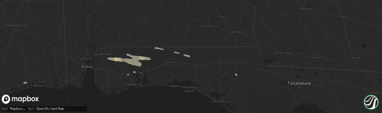 Hail map in Defuniak Springs, FL on May 10, 2024