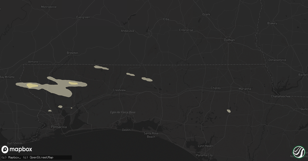 Hail map in Defuniak Springs, FL on May 10, 2024