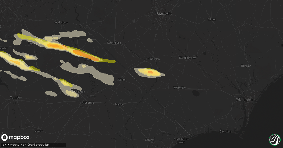 Hail map in Fairmont, NC on May 10, 2024